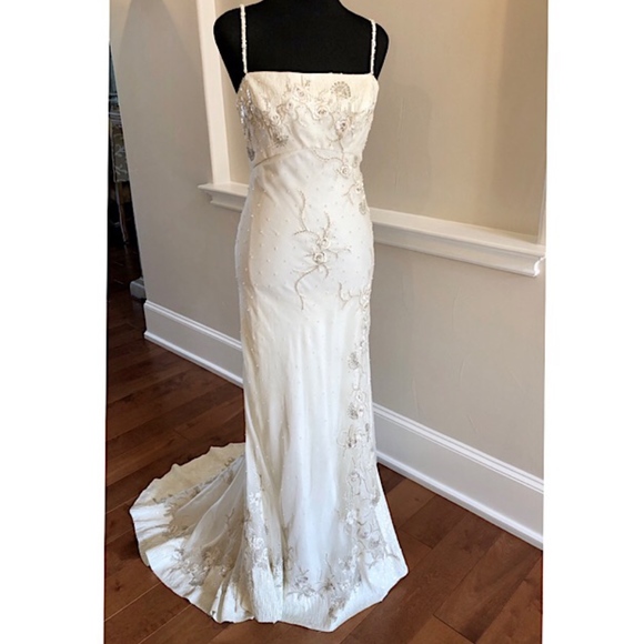 Lazaro Couture Silk Organza Bridal Gown Street Sz 6/Label 10 - Picture 3 of 12